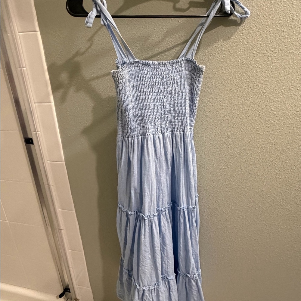 Pink Lily Sky Blue Smocked Maxi Dress